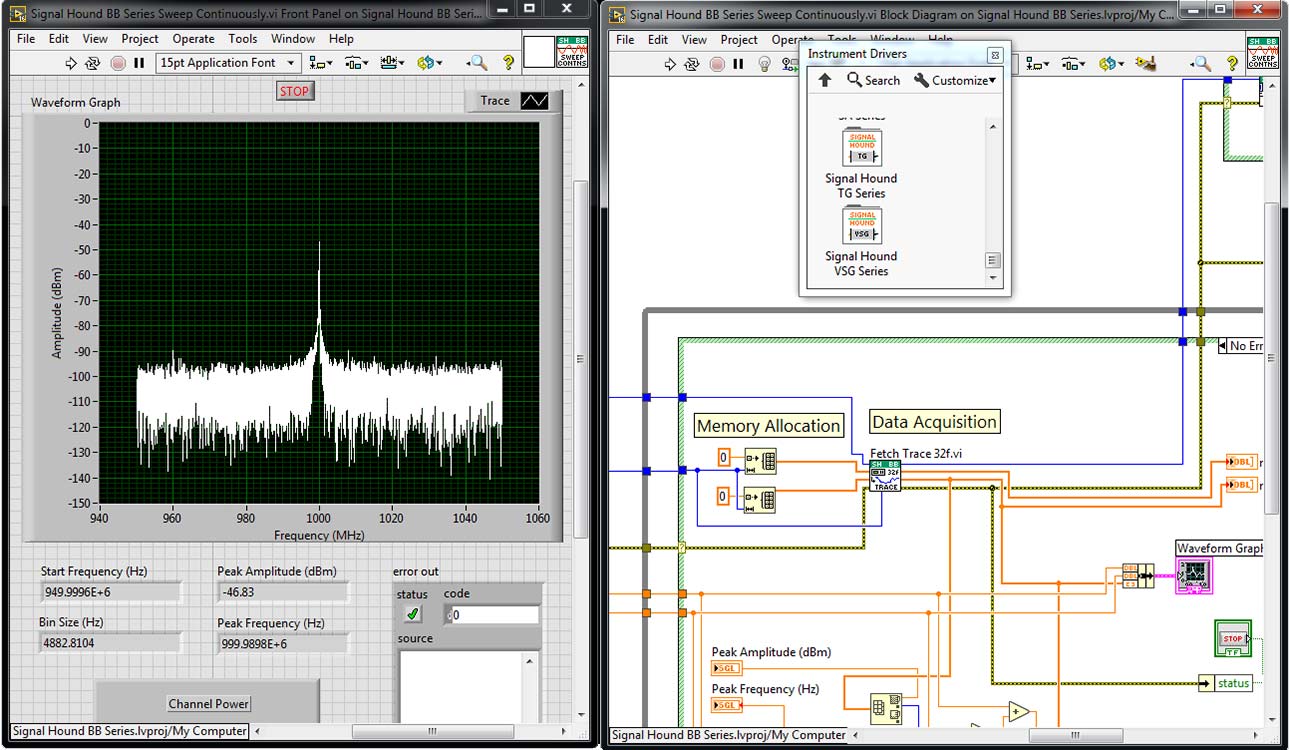 labview instrument drivers for signal hound